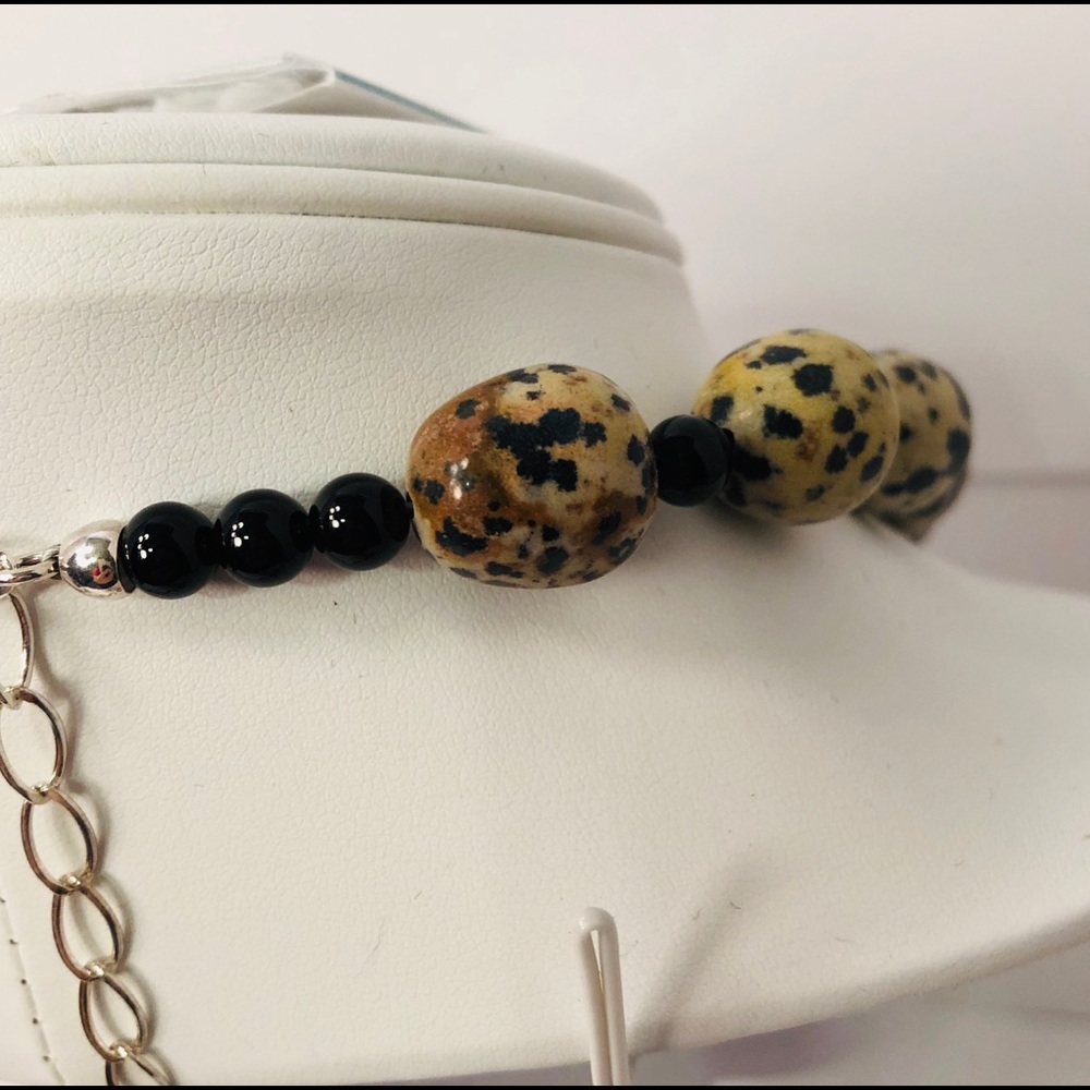 Jay King Spotted & Black Agate Neck/Ear/Bracelet - Picture 8 of 8